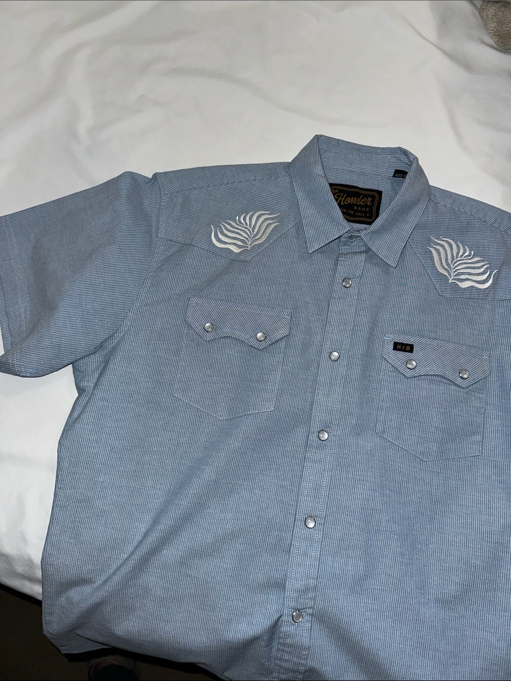 Howler Brothers Light Blue Short-Sleeve Western Snap Shirt